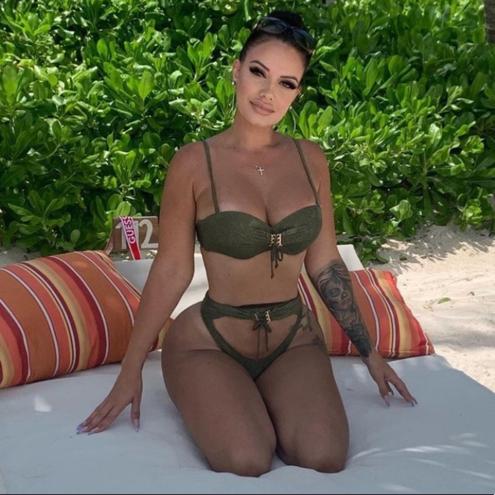 NWT Fashion Nova green Olive glitter cutout bikini
